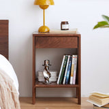 Premium Nightstand in Elegant Brown Black Walnut Finish hykmq-779