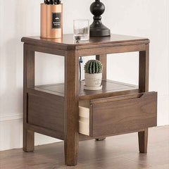 Stunning Natural Brown Oak Nightstand | Timeless Wooden Nightstand hym-1538