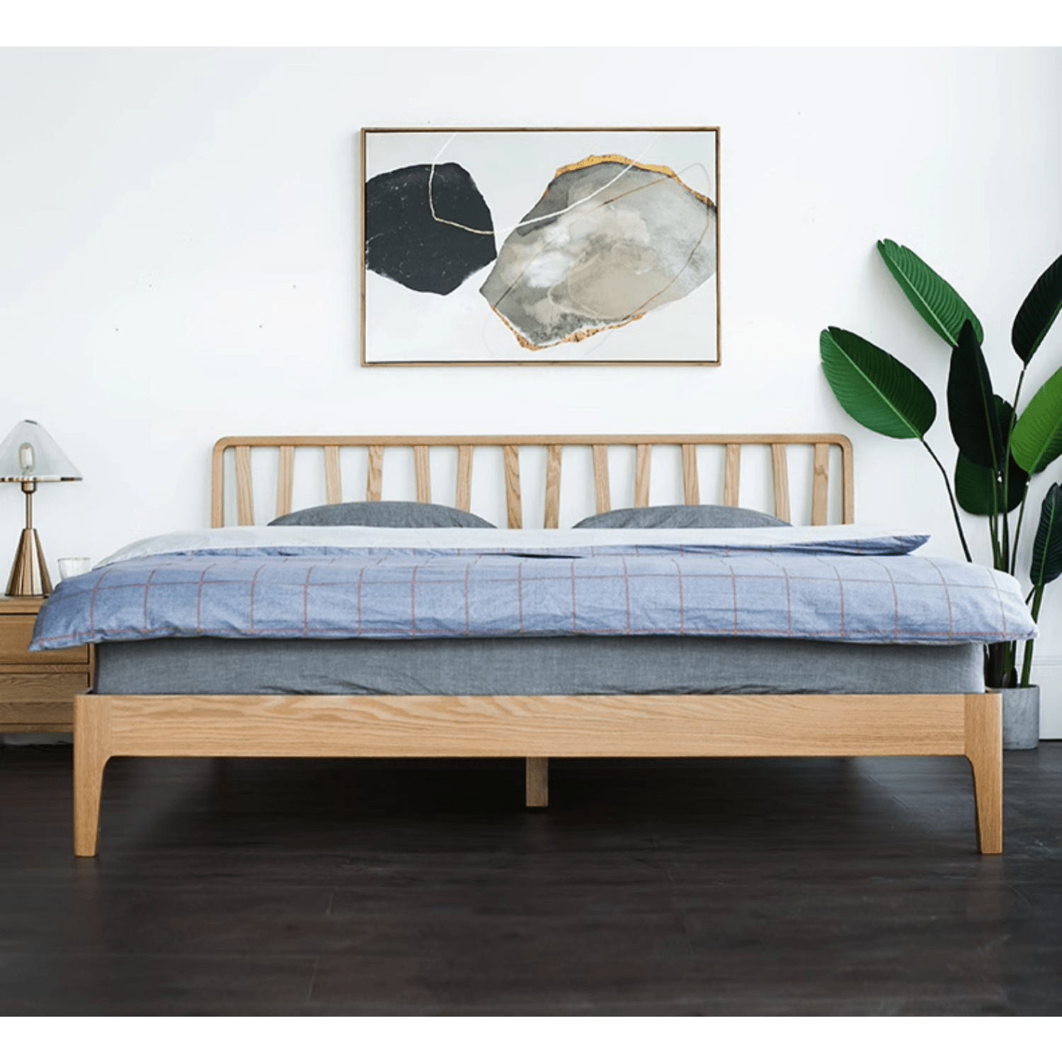 Elegant Bed Frame in Luxurious Brown Natural Beech and Pine Wood Finish hym-470 Elegant Bed Frame in Luxurious Brown Natural Beech and Pine Wood Finish hym-470