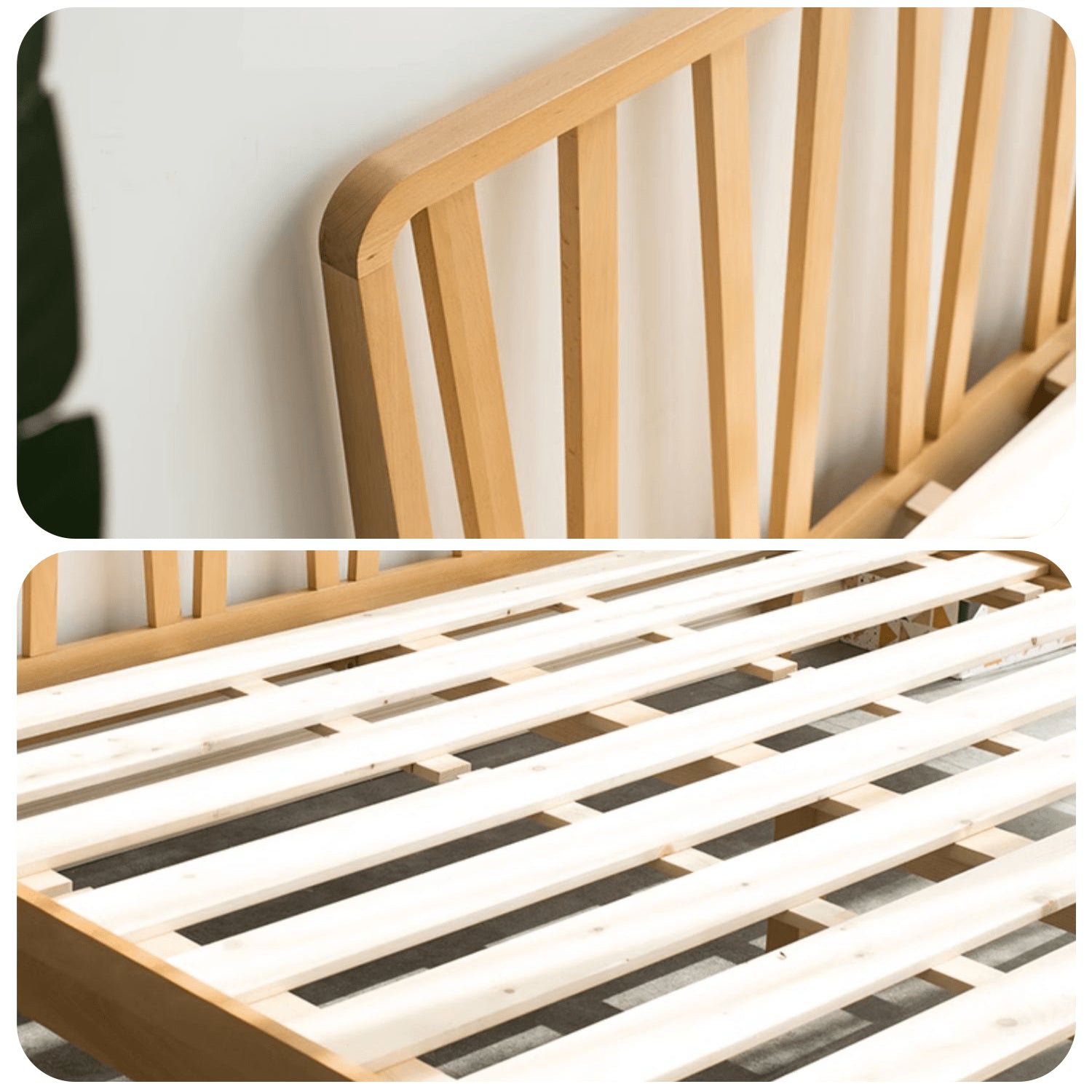 Elegant Bed Frame in Luxurious Brown Natural Beech and Pine Wood Finish hym-470 Elegant Bed Frame in Luxurious Brown Natural Beech and Pine Wood Finish hym-470