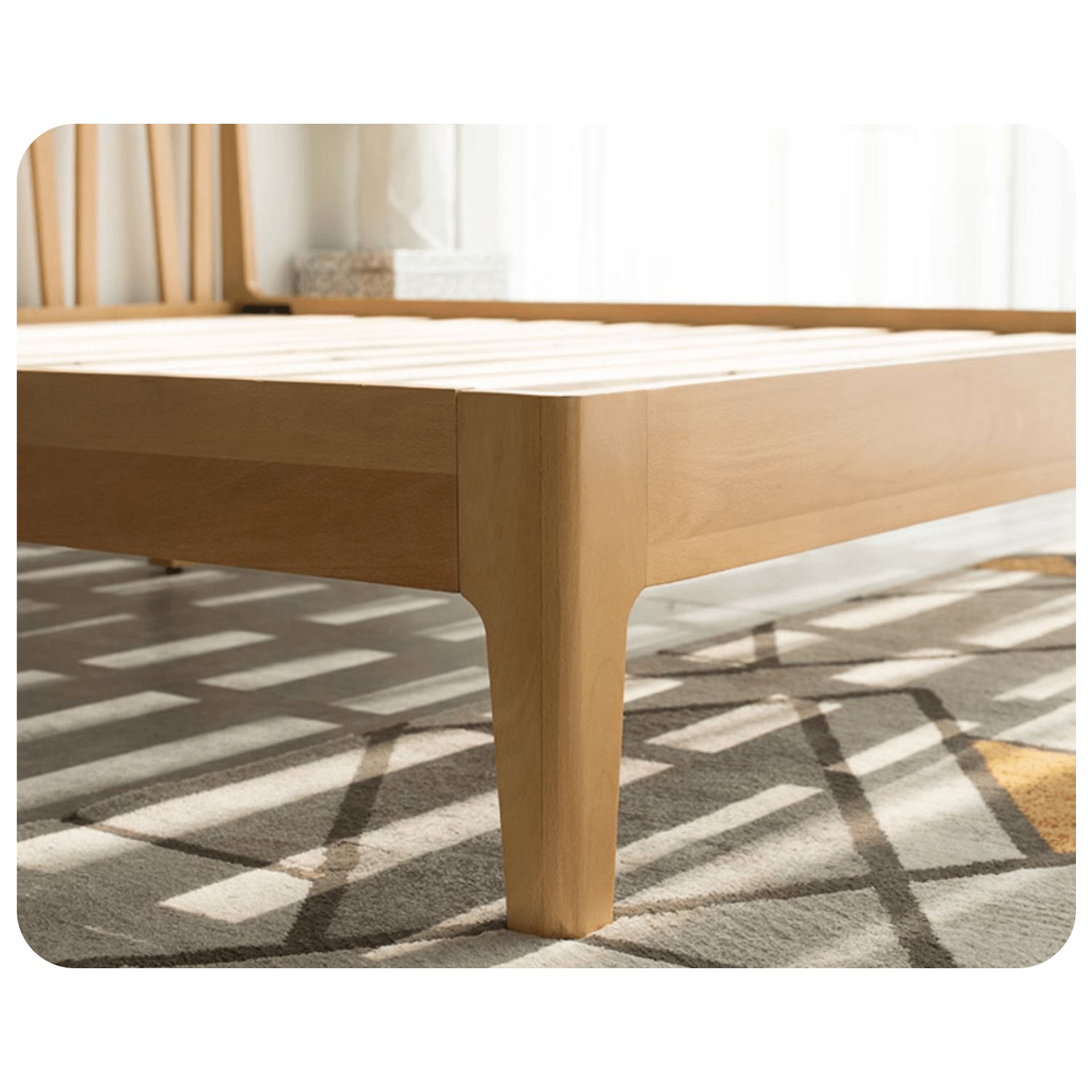 Elegant Bed Frame in Luxurious Brown Natural Beech and Pine Wood Finish hym-470 Elegant Bed Frame in Luxurious Brown Natural Beech and Pine Wood Finish hym-470