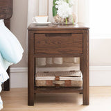 Stylish Brown Oak Nightstand – Natural Wood Finish with Tung Oil hym-472