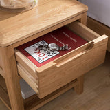 Stylish Brown Oak Nightstand – Natural Wood Finish with Tung Oil hym-472