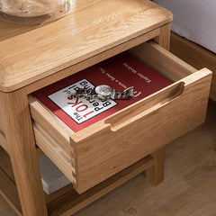 Stylish Brown Oak Nightstand – Natural Wood Finish with Tung Oil hym-472