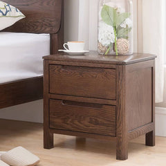 Natural Brown Oak & Tung Wood Nightstand - Stylish & Durable Nightstand hym-473