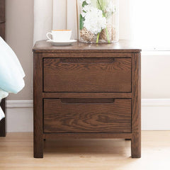 Natural Brown Oak & Tung Wood Nightstand - Stylish & Durable Nightstand hym-473