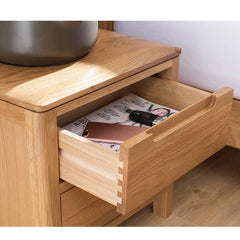 Natural Brown Oak & Tung Wood Nightstand - Stylish & Durable Nightstand hym-473