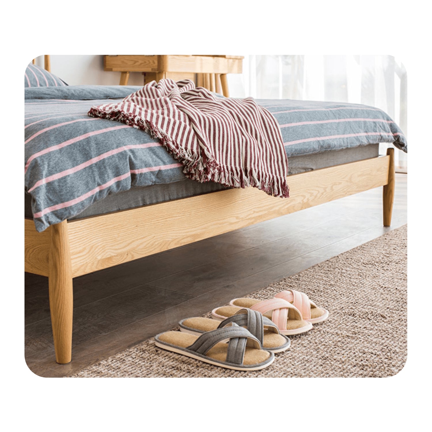 Stylish Brown Oak and Pine Natural Wood Bed for a Timeless Bedroom Look hym-474 Stylish Brown Oak and Pine Natural Wood Bed for a Timeless Bedroom Look hym-474