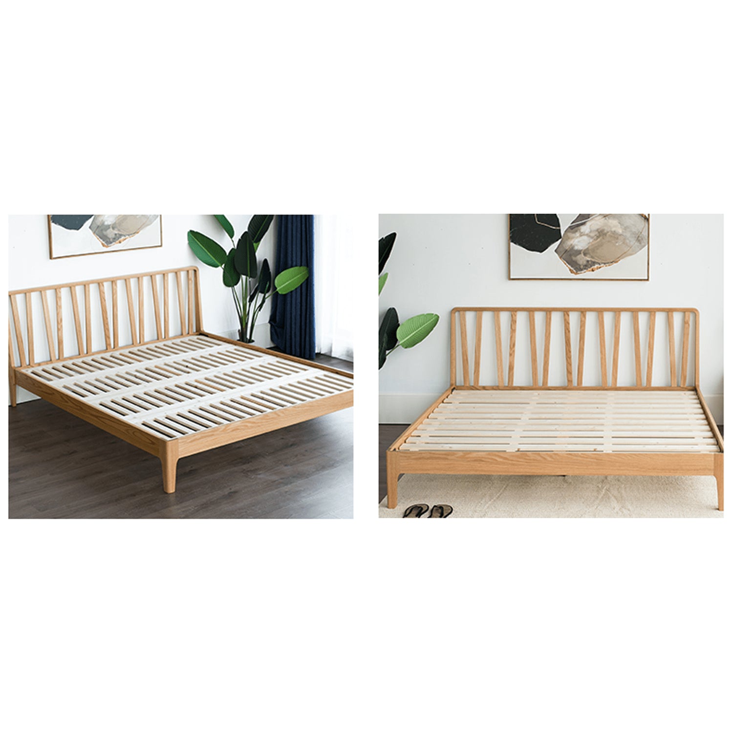 Stylish Brown Oak and Pine Natural Wood Bed for a Timeless Bedroom Look hym-474 Stylish Brown Oak and Pine Natural Wood Bed for a Timeless Bedroom Look hym-474