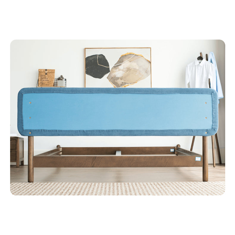 Stylish Natural Wood Bed Frame in Gray, Blue, or Brown - Oak and Pine with Cotton-Ramie Fabric Options hym-477 Stylish Natural Wood Bed Frame in Gray, Blue, or Brown - Oak and Pine with Cotton-Ramie Fabric Options hym-477
