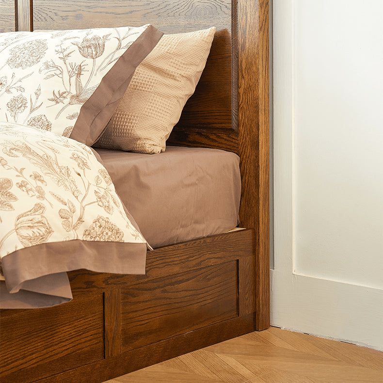 Luxurious Oak Wood Bed in Brown Queen Size with Storage California King Size Design for Your Room hym-479 Luxurious Oak Wood Bed in Brown Queen Size with Storage California King Size Design for Your Room hym-479
