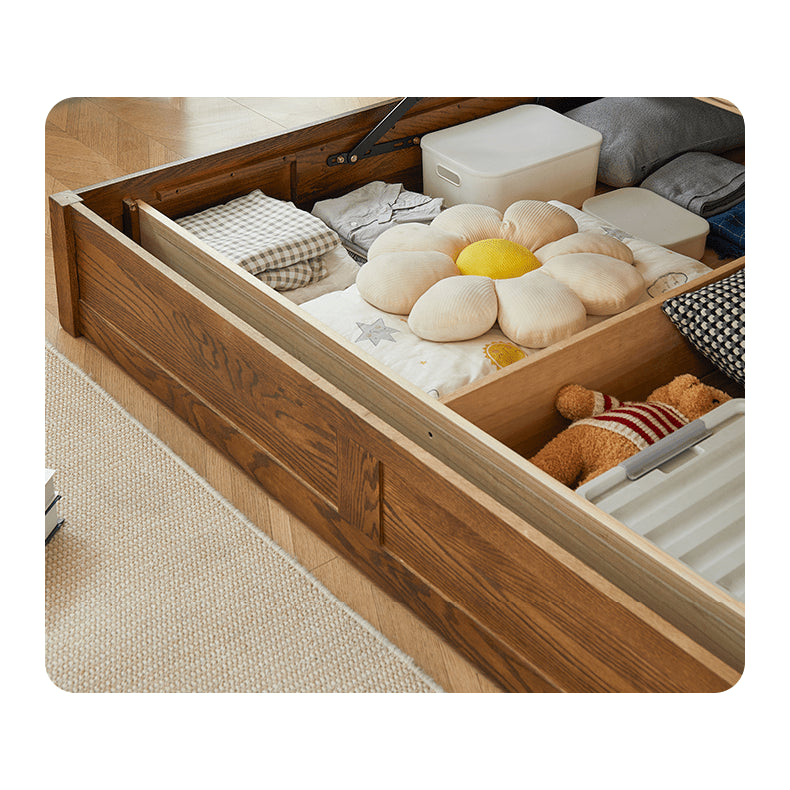 Luxurious Oak Wood Bed in Brown Queen Size with Storage California King Size Design for Your Room hym-479 Luxurious Oak Wood Bed in Brown Queen Size with Storage California King Size Design for Your Room hym-479