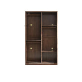 Sleek Brown Oak Wardrobe with Durable Tung Wood and Metal Accents hym-481