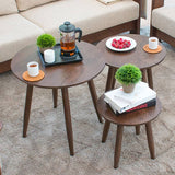 Modern Oak Wood Round End Table - Natural Finish, Perfect for Any Room hym-485