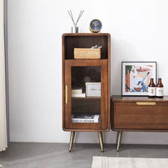 Exquisite Brown Tung Wood Cabinet with Metal Accents for Modern Living Spaces hym-486