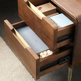 Stylish Nightstand - Brown Tung Wood & Metal Finish hym-489