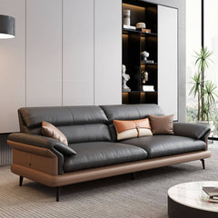 Modern Leather Sofa with Sturdy Pine Wood Frame & Down Filling Cushions - Luxurious Loveseat, Armchair Design hzh-1351