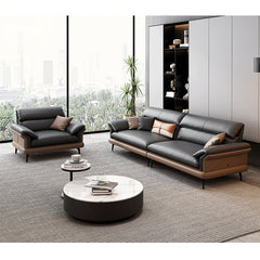 Modern Leather Sofa with Sturdy Pine Wood Frame & Down Filling Cushions - Luxurious Loveseat, Armchair Design hzh-1351
