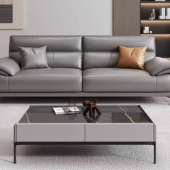 Luxurious Faux Leather Sofa with Pine Wood Frame & Cozy Down Filling Cushions for Living Room hzh-1365