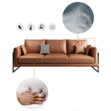 Luxurious Brown Faux Leather Sofa with Pine Wood Frame & Metal Legs for Living Room hzh-1369