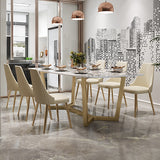 Luxurious Marble Dining Table with Sturdy Steel Frame - Modern Design for Diningroom jh-056