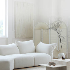 Luxurious White Pine Chenille Sofa with Plush Down Cushioning my-352