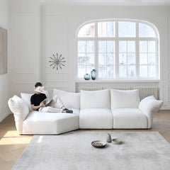 Luxurious White Pine Chenille Sofa with Plush Down Cushioning my-352