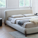 Minimalistic White California King Size Bed with Pine Frame & Upholstered Headboard for Your Ultimate Comfort my-375