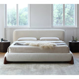 Minimalistic White California King Size Bed with Pine Frame & Upholstered Headboard for Your Ultimate Comfort my-375