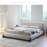 Minimalistic White California King Size Bed with Pine Frame & Upholstered Headboard for Your Ultimate Comfort my-375