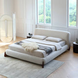 Minimalistic White California King Size Bed with Pine Frame & Upholstered Headboard for Your Ultimate Comfort my-375
