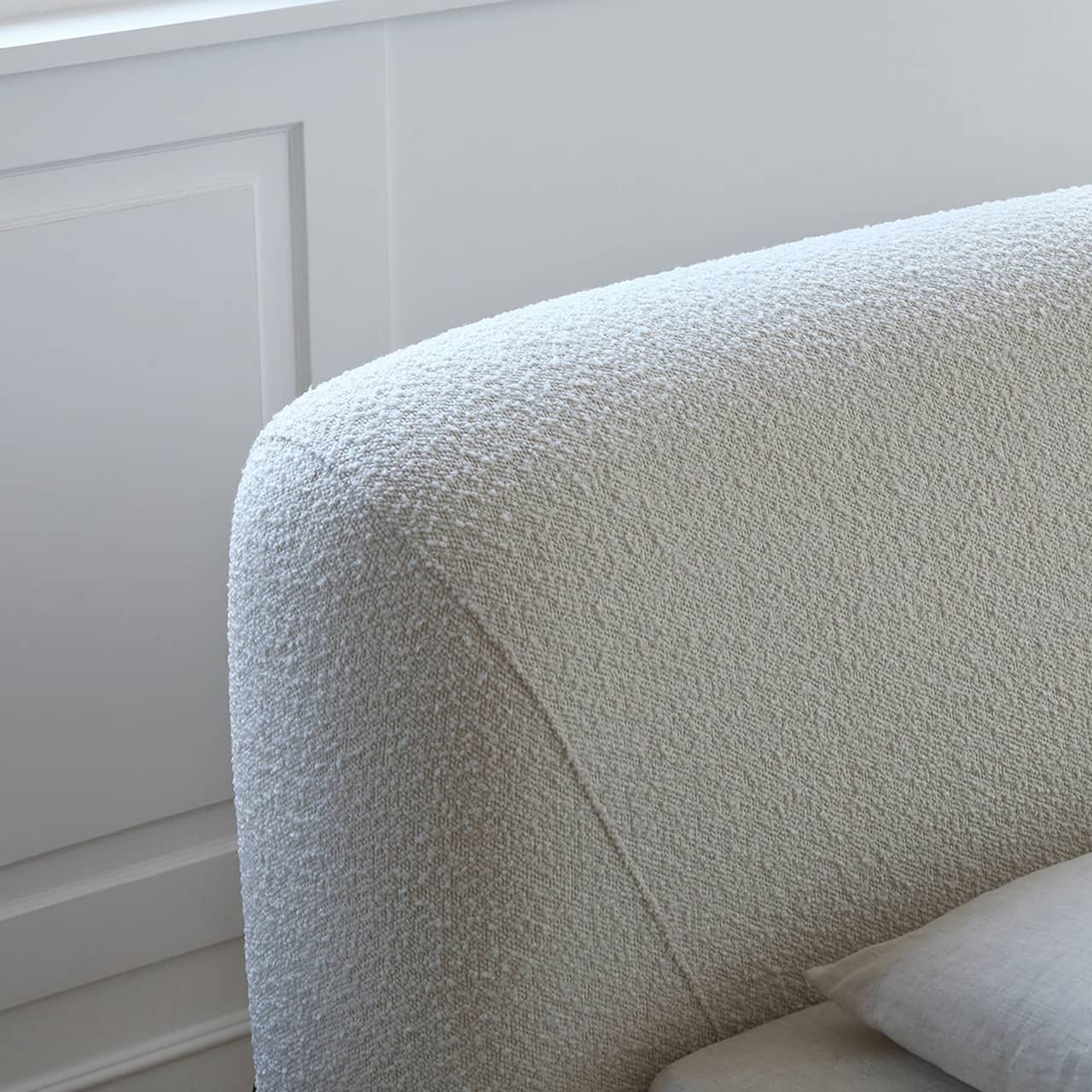 Minimalistic White California King Size Bed with Pine Frame & Upholstered Headboard for Your Ultimate Comfort  my-375 Minimalistic White California King Size Bed with Pine Frame & Upholstered Headboard for Your Ultimate Comfort  my-375