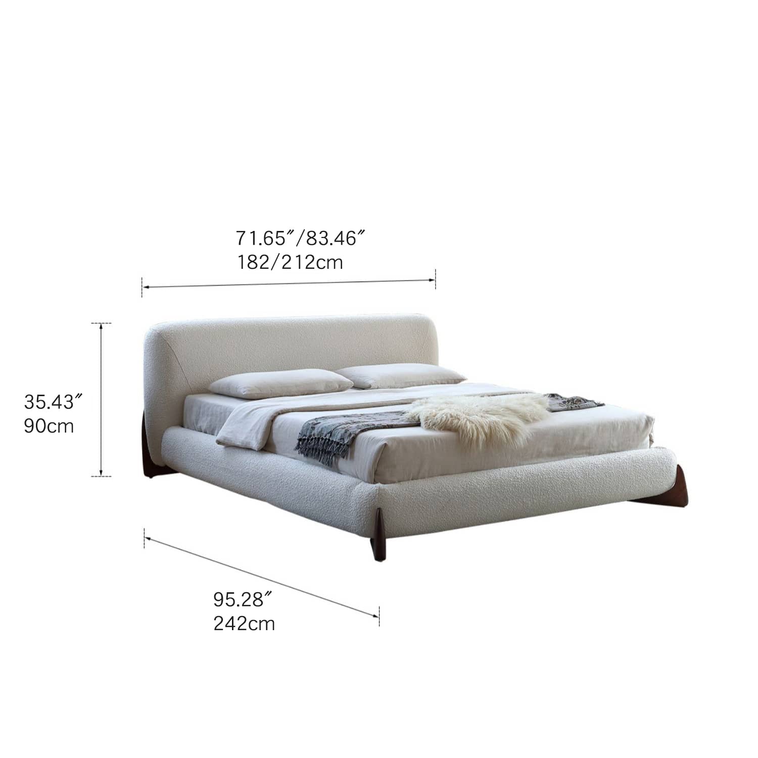 Minimalistic White California King Size Bed with Pine Frame & Upholstered Headboard for Your Ultimate Comfort  my-375 Minimalistic White California King Size Bed with Pine Frame & Upholstered Headboard for Your Ultimate Comfort  my-375