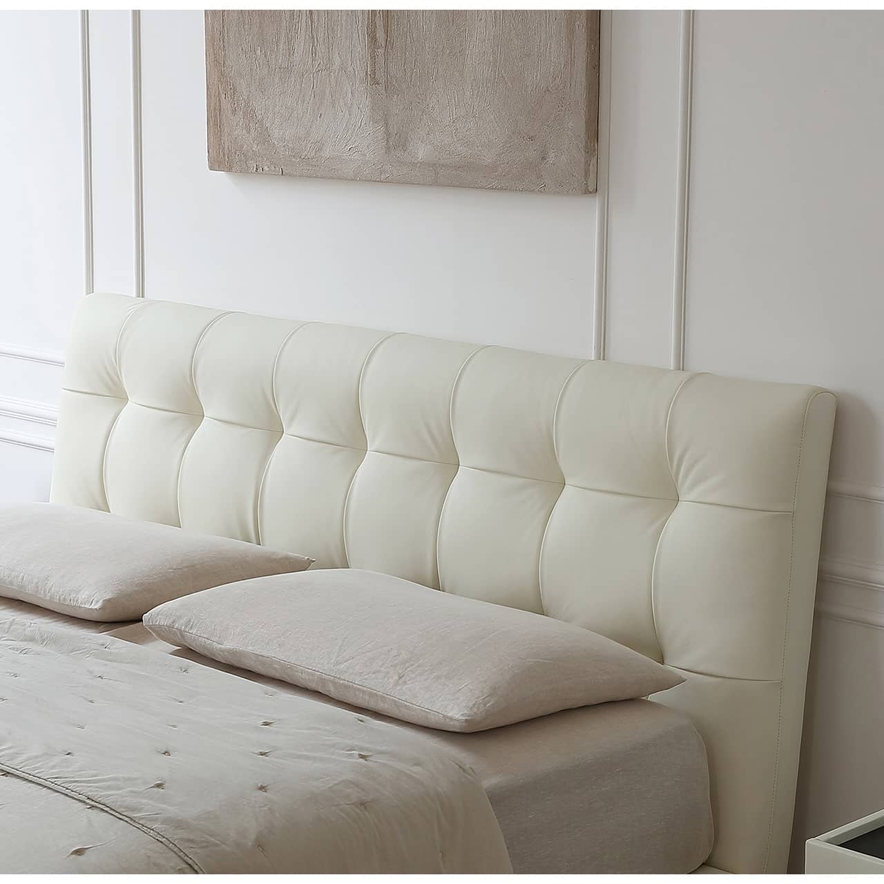 Modern California King Size Bed with Pine Bed Frame & Leather Upholstered Headboard my-376 Modern California King Size Bed with Pine Bed Frame & Leather Upholstered Headboard my-376