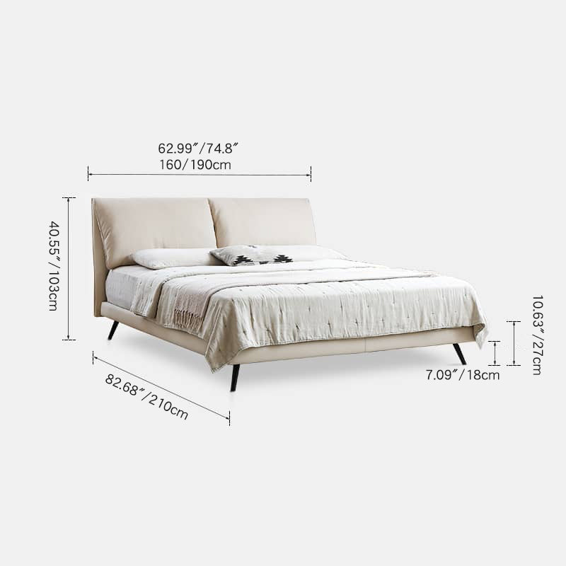 Minimalistic Beige California King Size Bed Pine Wood Frame & Upholstery Headboard my-380 Minimalistic Beige California King Size Bed Pine Wood Frame & Upholstery Headboard my-380