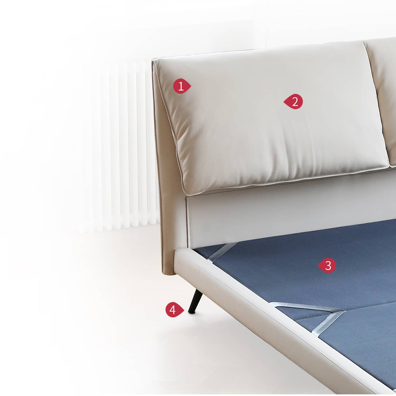 Minimalistic Beige California King Size Bed Pine Wood Frame & Upholstery Headboard my-380 Minimalistic Beige California King Size Bed Pine Wood Frame & Upholstery Headboard my-380