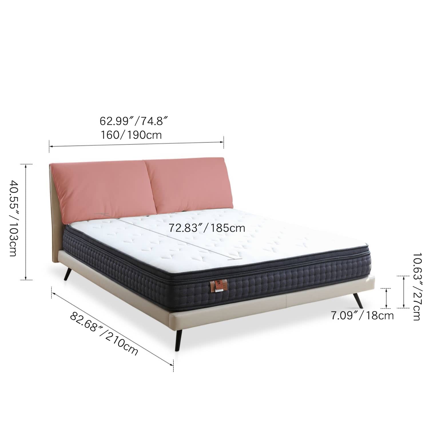 Minimalistic Beige California King Size Bed Pine Wood Frame & Upholstery Headboard my-380 Minimalistic Beige California King Size Bed Pine Wood Frame & Upholstery Headboard my-380