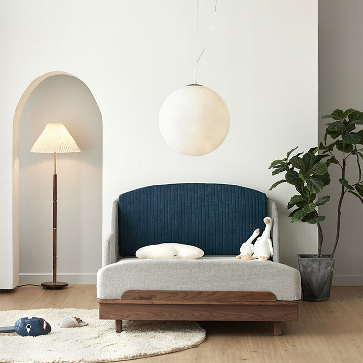 Modern Bed for Kids with Walnut Bed Frame & Velvet Upholstery Headboard ps-025 Modern Bed for Kids with Walnut Bed Frame & Velvet Upholstery Headboard ps-025