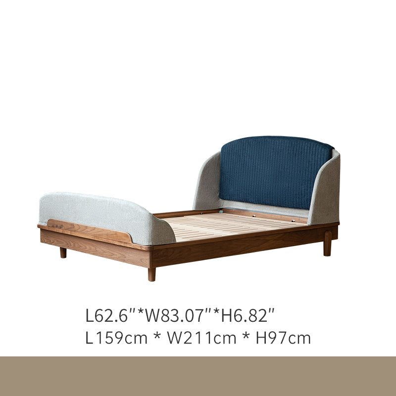 Modern Bed for Kids with Walnut Bed Frame & Velvet Upholstery Headboard ps-025 Modern Bed for Kids with Walnut Bed Frame & Velvet Upholstery Headboard ps-025