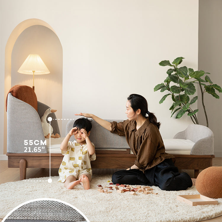 Modern Bed for Kids with Walnut Bed Frame & Velvet Upholstery Headboard ps-025 Modern Bed for Kids with Walnut Bed Frame & Velvet Upholstery Headboard ps-025