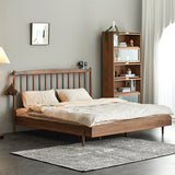 Minimalistic Queen & California King Size Bed with Walnut Bed Frame & Beech Headboard for Bedroom ps-026