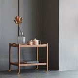 Black Walnut Rectangular End Table with Wheels - Durable Tow-tier for All Your Rooms ps-067