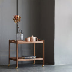 Black Walnut Rectangular End Table with Wheels - Durable Tow-tier for All Your Rooms ps-067