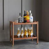 Black Walnut Rectangular End Table with Wheels - Durable Tow-tier for All Your Rooms ps-067