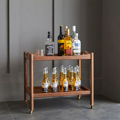 Black Walnut Rectangular End Table with Wheels - Durable Tow-tier for All Your Rooms ps-067