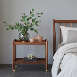 Black Walnut Rectangular End Table with Wheels - Durable Tow-tier for All Your Rooms ps-067