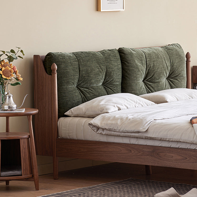 Luxurious Queen & California King Size Bed with Black Walnut Frame & Soft Headboard ps-074 Luxurious Queen & California King Size Bed with Black Walnut Frame & Soft Headboard ps-074