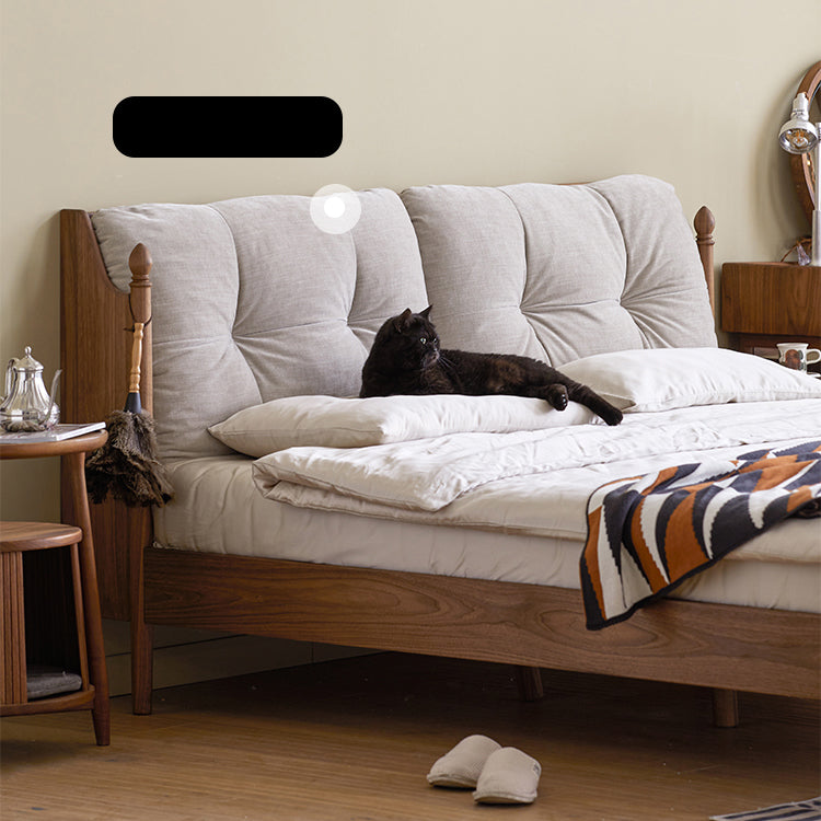 Luxurious Queen & California King Size Bed with Black Walnut Frame & Soft Headboard ps-074 Luxurious Queen & California King Size Bed with Black Walnut Frame & Soft Headboard ps-074