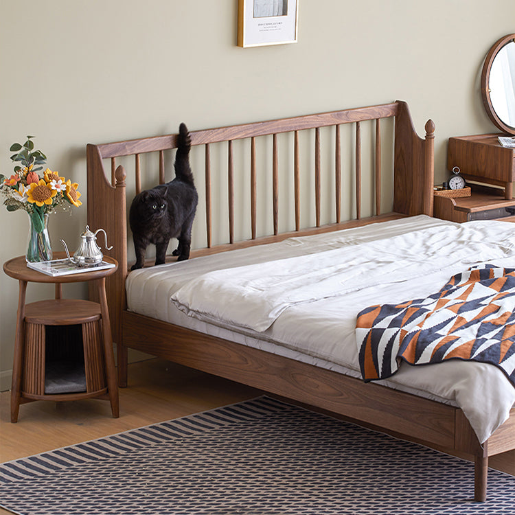 Luxurious Queen & California King Size Bed with Black Walnut Frame & Soft Headboard ps-074 Luxurious Queen & California King Size Bed with Black Walnut Frame & Soft Headboard ps-074