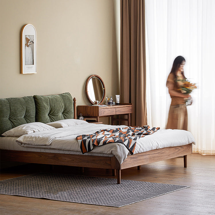 Luxurious Queen & California King Size Bed with Black Walnut Frame & Soft Headboard ps-074 Luxurious Queen & California King Size Bed with Black Walnut Frame & Soft Headboard ps-074